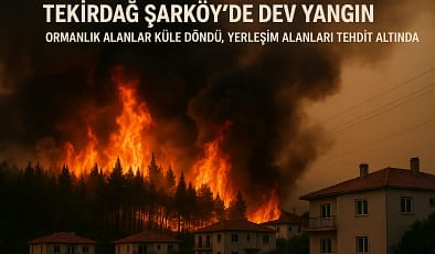 Tekirdağ Şarköy’de Dev Yangın: Ormanlık Alanlar Küle Döndü, Yerleşim Alanları Tehdit Altında