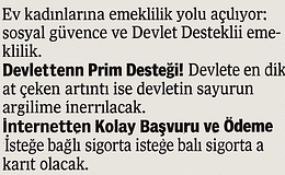 EV KADINLARINA EMEKLİLİK MÜJDESİ!