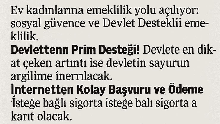 EV KADINLARINA EMEKLİLİK MÜJDESİ!