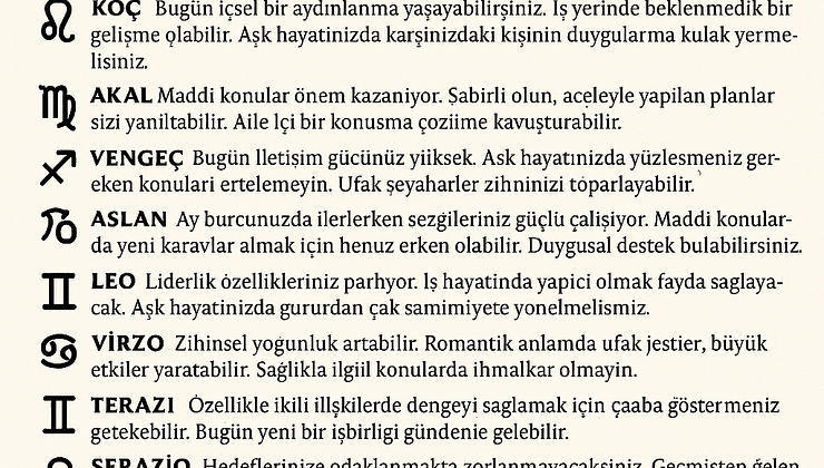 25 Haziran 2025 Günlük Burç Yorumları