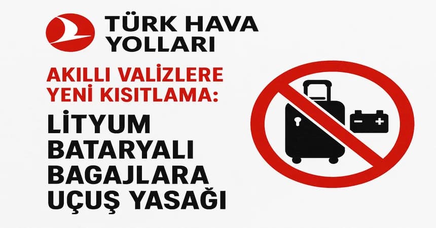 Türk Hava Yolları Akıllı Valizlere Yeni Kısıtlama: Lityum Bataryalı Bagajlara Uçuş Yasağı 2025